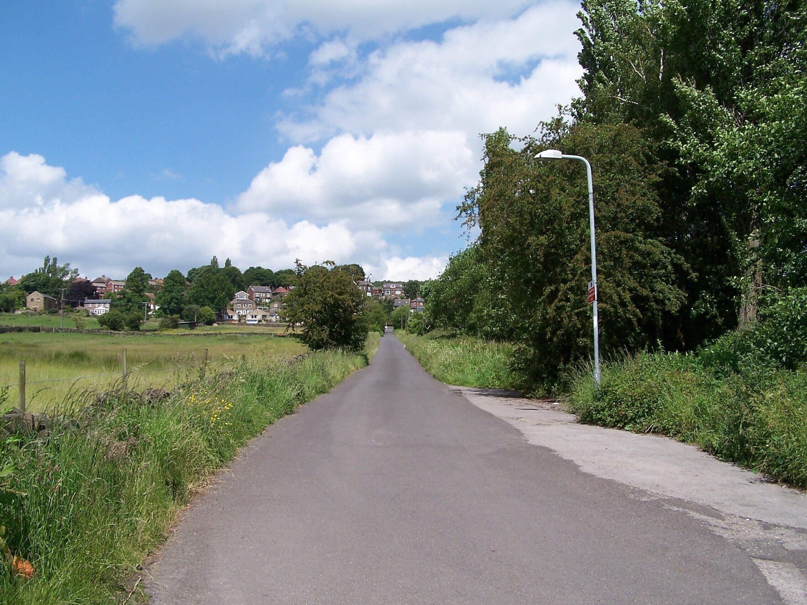 Black Lane, Loxley Valley, Sheffield. Black Lane runs from Loxley Road and gives access to the Olive Mill area and Low Matlock Lane. Loxley Chase Farm is visible on the upper left side ... see 1709930 1709975