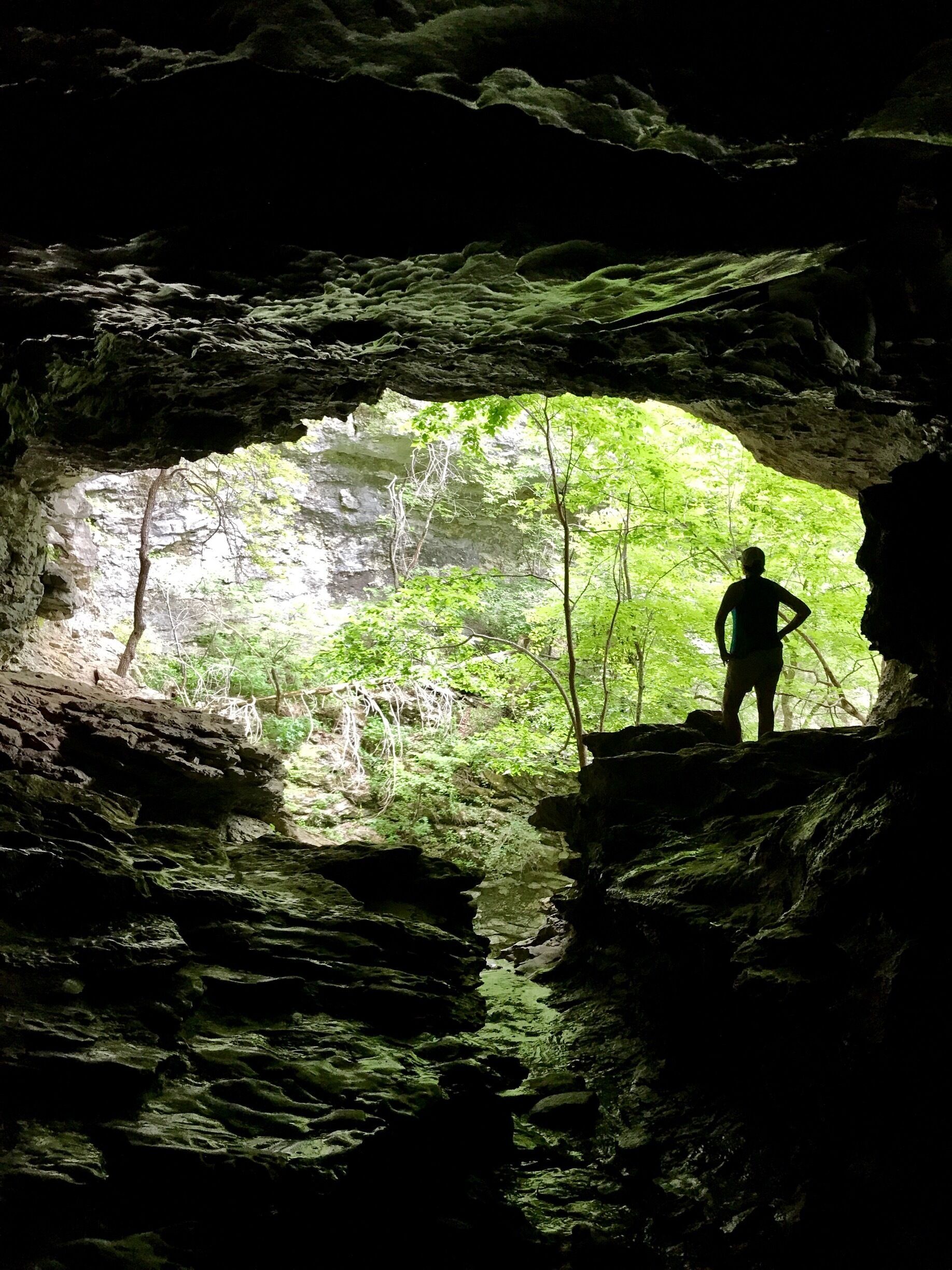 In the Lost Valley area of Buffalo River, AR, there is a beautiful hike back to Eden Falls. Inside Eden Cave is another hidden waterfall. Be sure to take a headlamp and/or flashlight and note that it does get kind of tight crawling back through the cave.  #TakeaHike