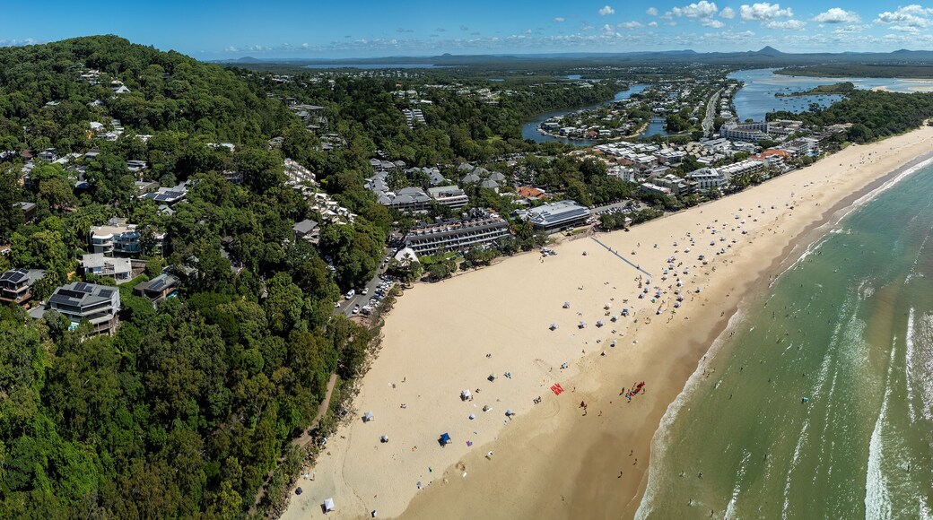 Aerial panoramic view of the stunning holiday town of Noosa on the Sunshine Coast, Queensland, Australia