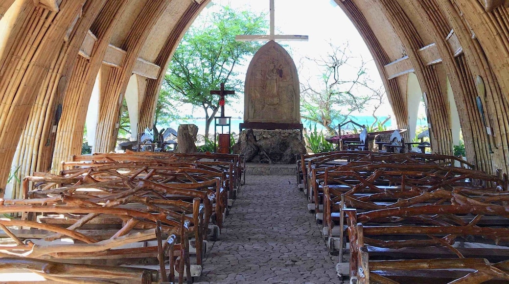 This is a Chapel overlooking the Beach of Badoc, Ilocos Norte(Philippines). It was built for tourist to come visit the place, along the beach are floating cottages for everyone to stay, this photo was taken during my vacation last Dec.10,2018. La Virgen Milagrosa means The Miraculous Virgin Mary. #Perspectives Photo Contest