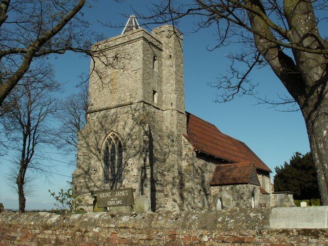 Parish church of St James the Great, Cooling, Kent, seen from the southwest