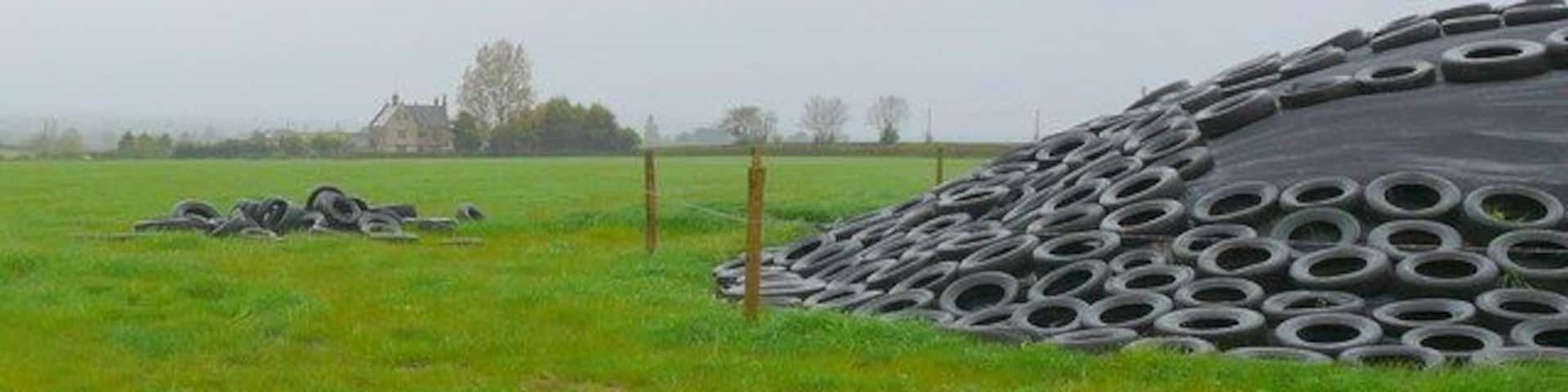 Silage Clamp, near to Lillington, Dorset, Great Britain. In the middle of a field just off the Sherborne to Thornford road with the large house at Lake Farm (in the next grid square) in the distance