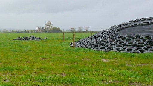 Silage Clamp, near to Lillington, Dorset, Great Britain. In the middle of a field just off the Sherborne to Thornford road with the large house at Lake Farm (in the next grid square) in the distance