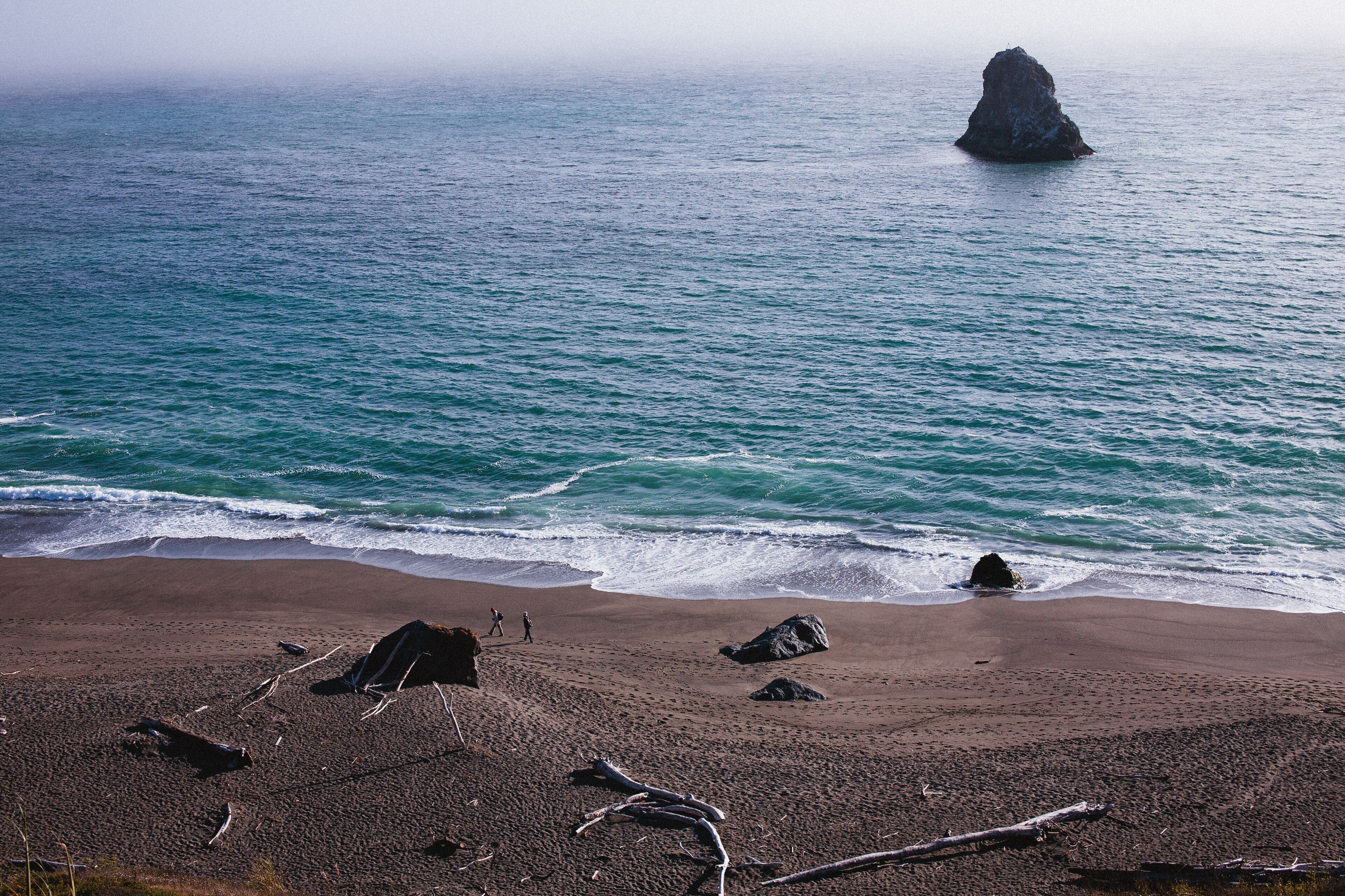 beach walkers in California north coast