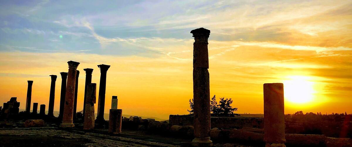 Sunset in the archeological site