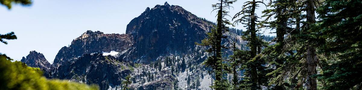 Female mountain biker on ridge