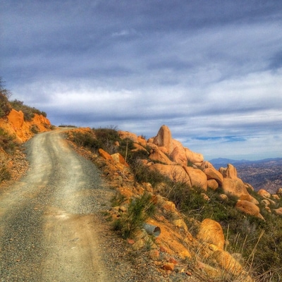 The trail up Tecate peak is actually just a gravel road. It's still hiking though!