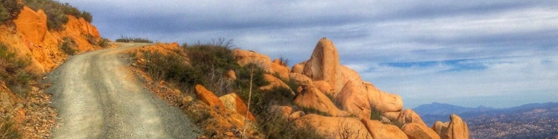 The trail up Tecate peak is actually just a gravel road. It's still hiking though!
