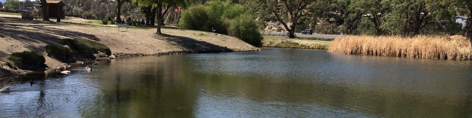 Peaceful lake at small village,
Also snow winter time .