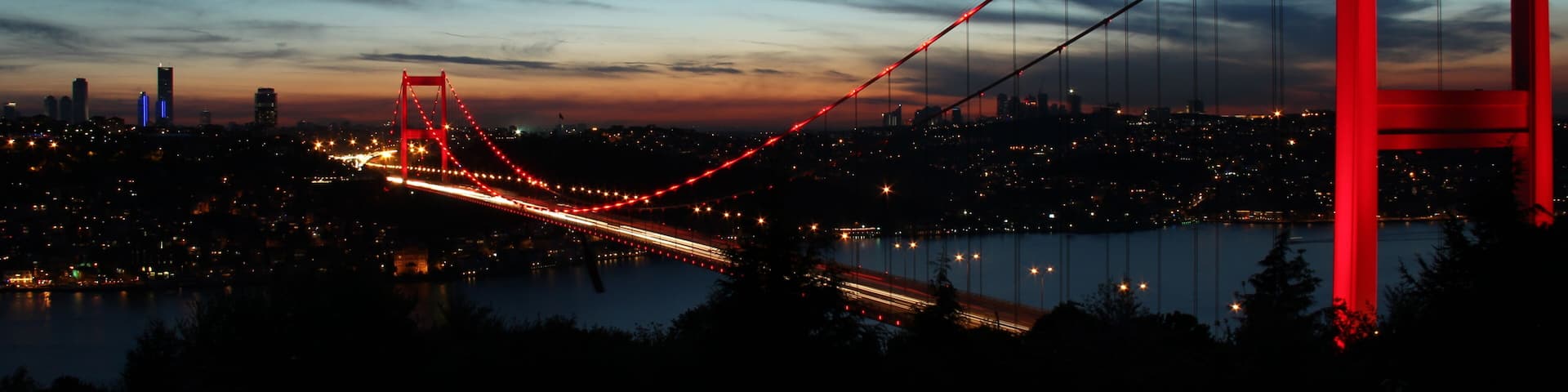 Fatih Sultan Mehmet Bridge in the Night, Beykoz Istanbul Turkey