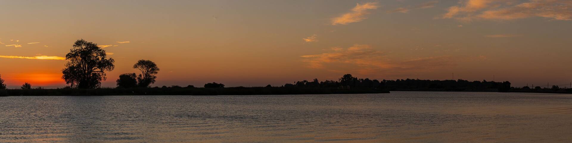 Northern California delta in Isleton, Ca before sunrise with colorful sky