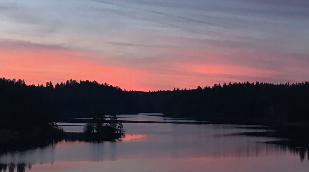 Went for a drive and noticed how the sky was painted with the sunset. Ran to get the shot.
