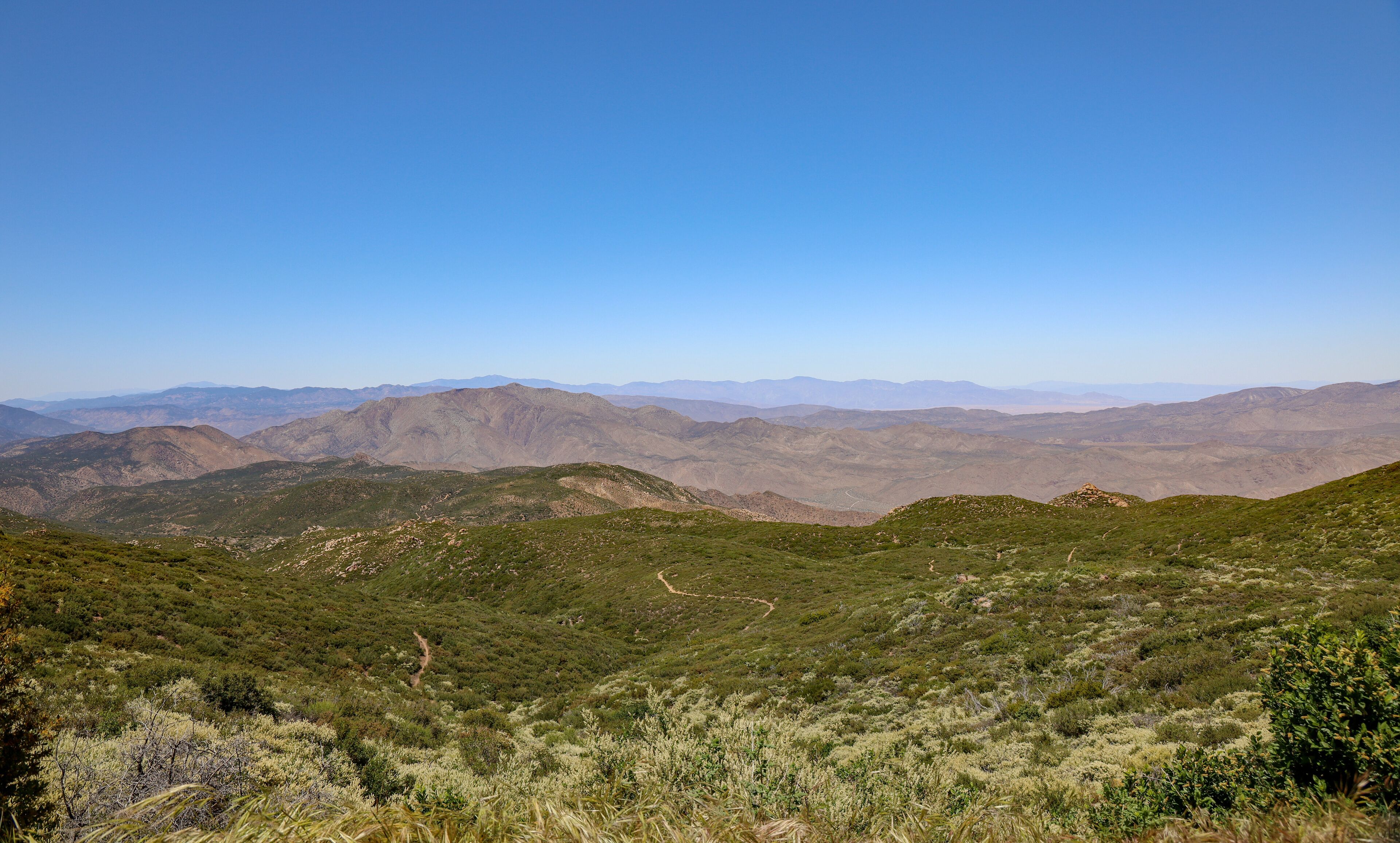 View of laguna mountain and hiking trails in California.