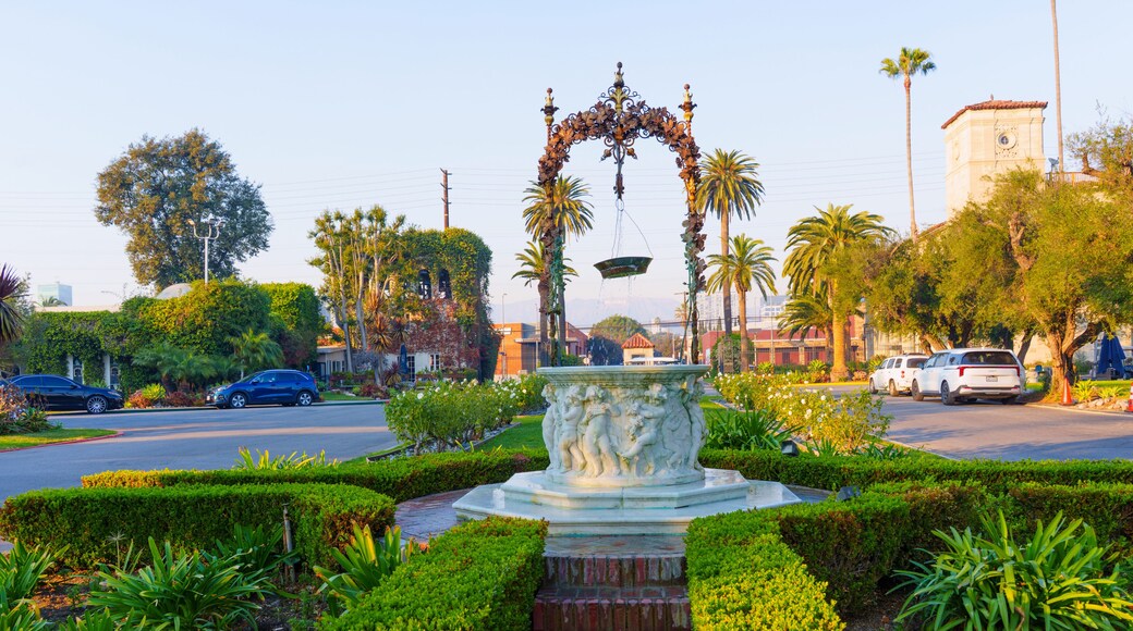 Historic Fountain Amid Lush Gardens at Hollywood Forever Cemetery
