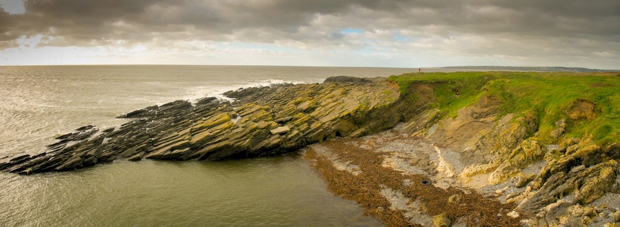 Panorama of amazing Head Hook peninsula bay, County Wexford, Ireland