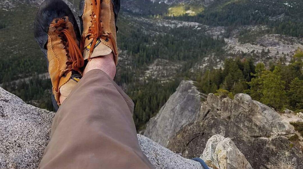 Epic day at Lovers Leap! Climbing 500ft of beautiful granite will get you this view.
Just south of South Lake Tahoe sits Lover's Leap, a beautiful granite wall that offers some world class climbing. This photo is from the top of Corrugation Corner, 3 pitches of a pretty stout 5.7 climbing.