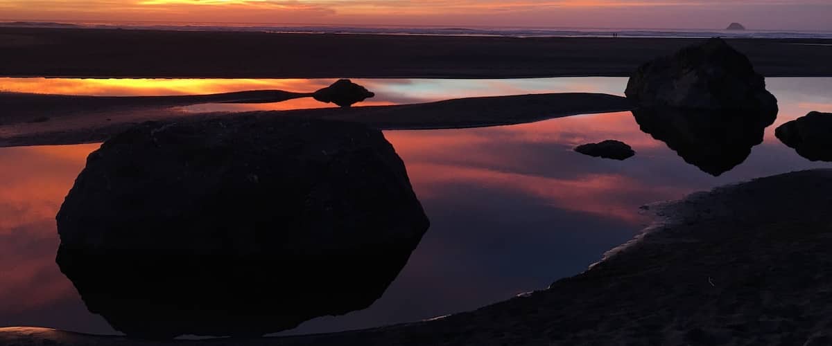 This is moonstone beach during a particularly impressive sunset.