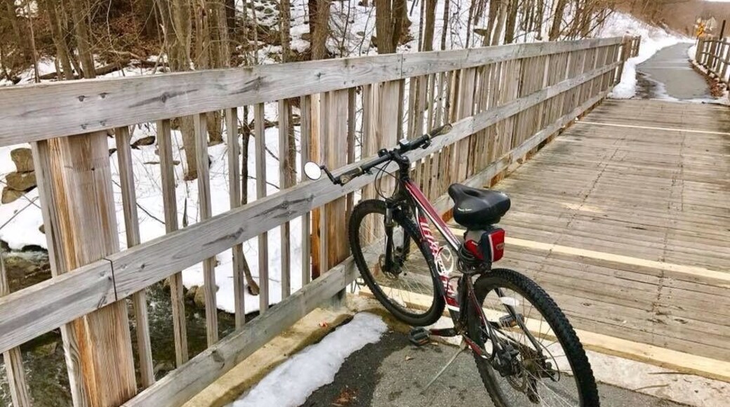 Very unusual to be able to ride the Kennebec Rail Trail in Feburary, this is Maine after all. This 13 mile, out and back, trail is quite flat and paved. Used for walking, biking and running, no motorized transportation.