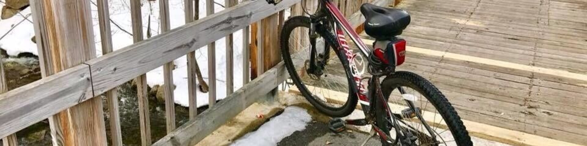 Very unusual to be able to ride the Kennebec Rail Trail in Feburary, this is Maine after all. This 13 mile, out and back, trail is quite flat and paved. Used for walking, biking and running, no motorized transportation.