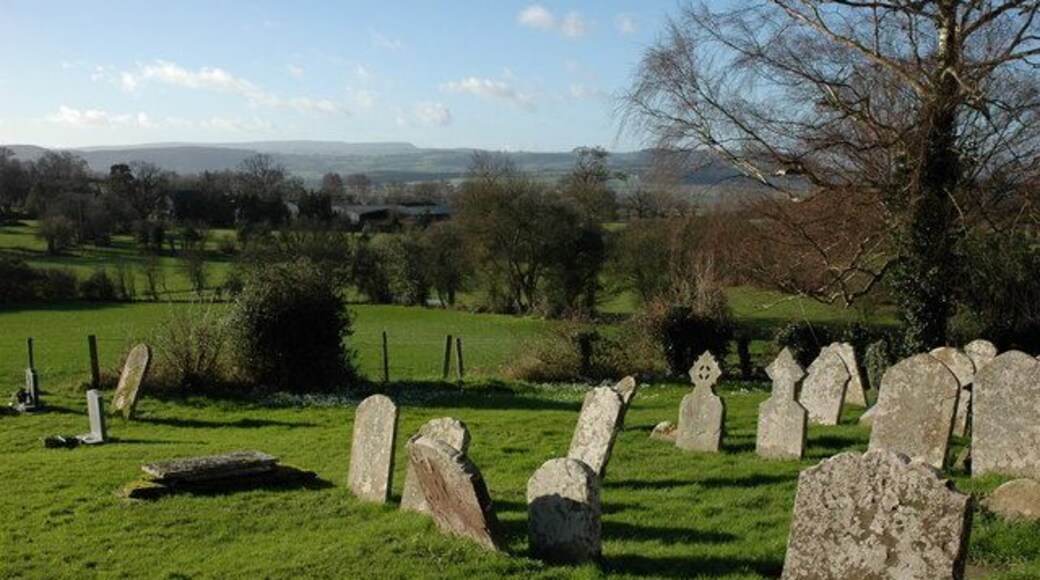 View from Norton Canon churchyard View to the south-west from Norton Canon churchyard, the Black Mountains can be seen on the horizon.