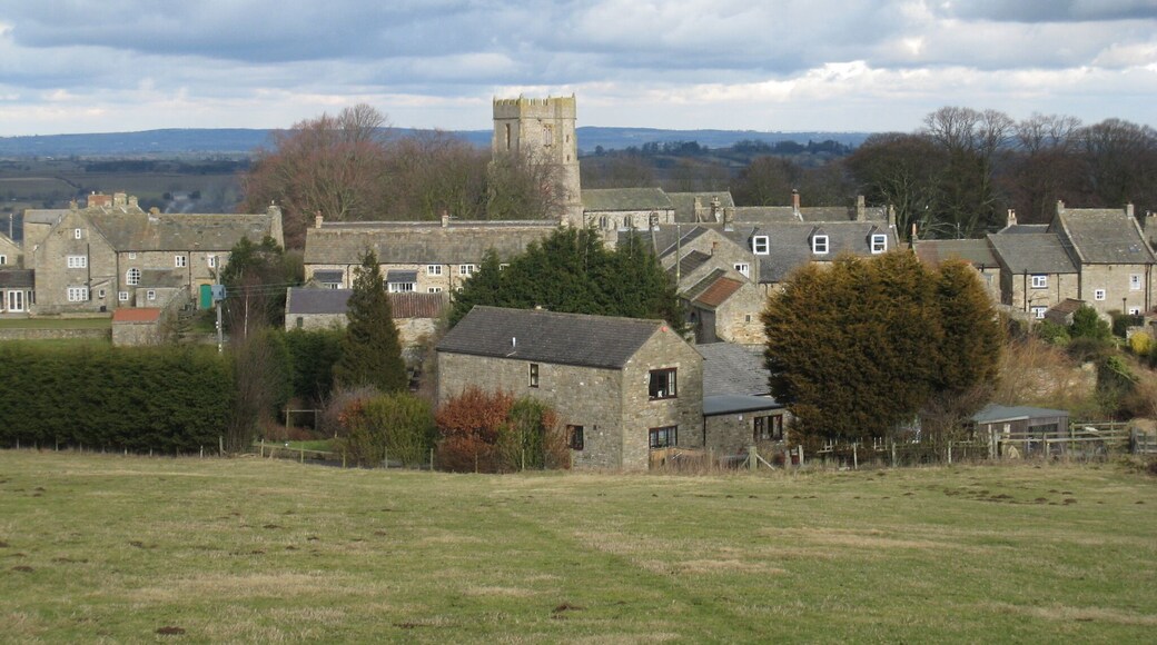 Footpath from Kirby Hill This photograph shows a view of the public footpath that goes between the small village of Kirby Hill and Sturdy House Farm. The village of Kirby Hill can be seen in the background. The picture was taken looking in a northerly direction towards Alston Hill.