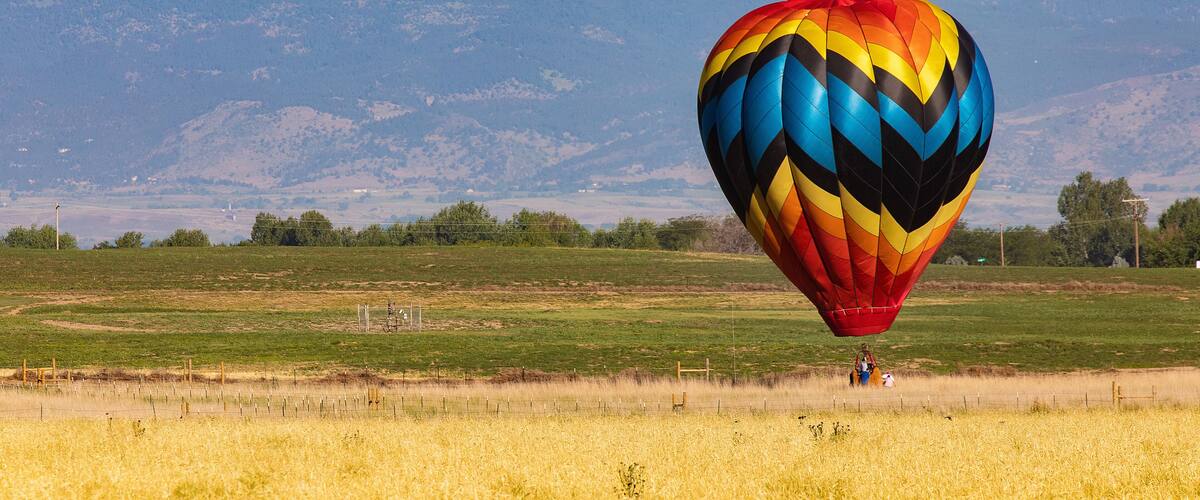 Hot Air Balloon with Mountain Background