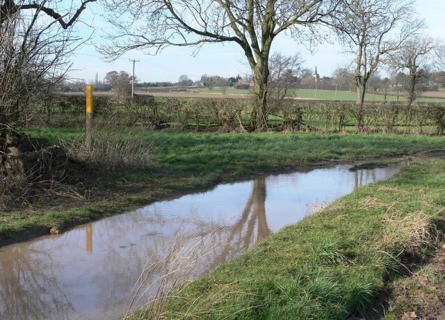 Flooded public bridleway Recent heavy rains have turned this bridleway into a river, southeast of the Leicestershire village of Orton-on-the-Hill.