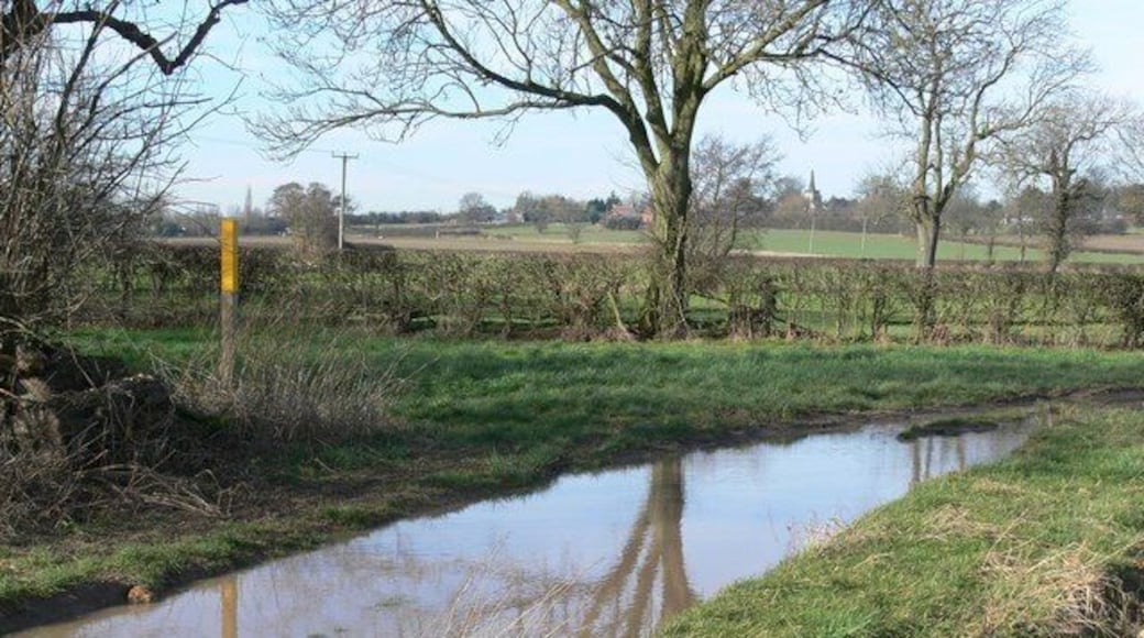 Flooded public bridleway Recent heavy rains have turned this bridleway into a river, southeast of the Leicestershire village of Orton-on-the-Hill.