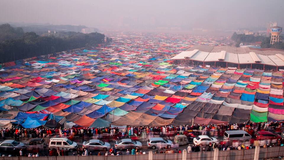 Colorful waves in the city during second islamic congregation/ijtema in Bangladesh.
The Bishwa Ijtema is an annual gathering of Muslims in Tongi, by the banks of the River Turag.