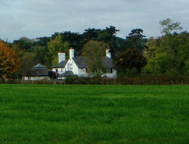 Royal Oak, Higher Kinnerton From Sandy Lane, across field.