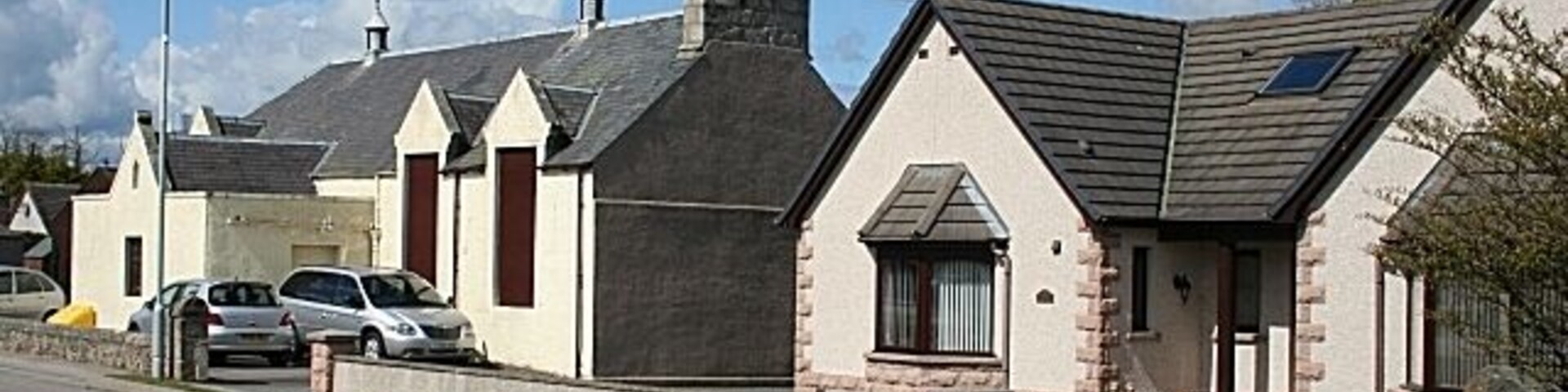 The Main Street (the A95 road) in Cornhill, Aberdeenshire, Scotland.