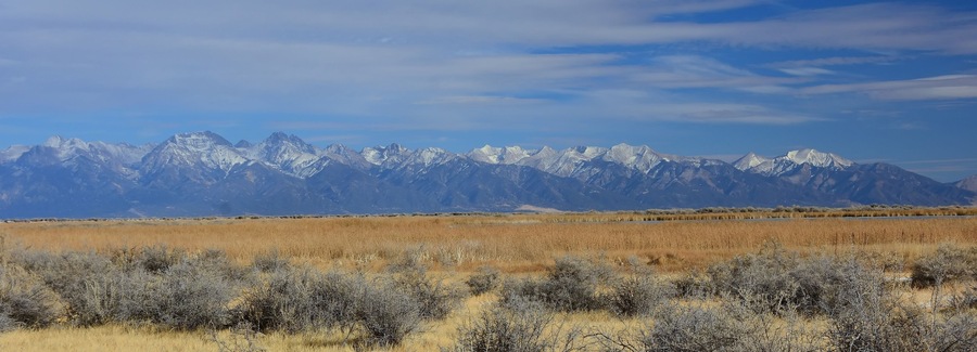 the spectacular sangre de cristo mountains on a sunny winter day, as seen from highway 285 in southern colorado, near moffat