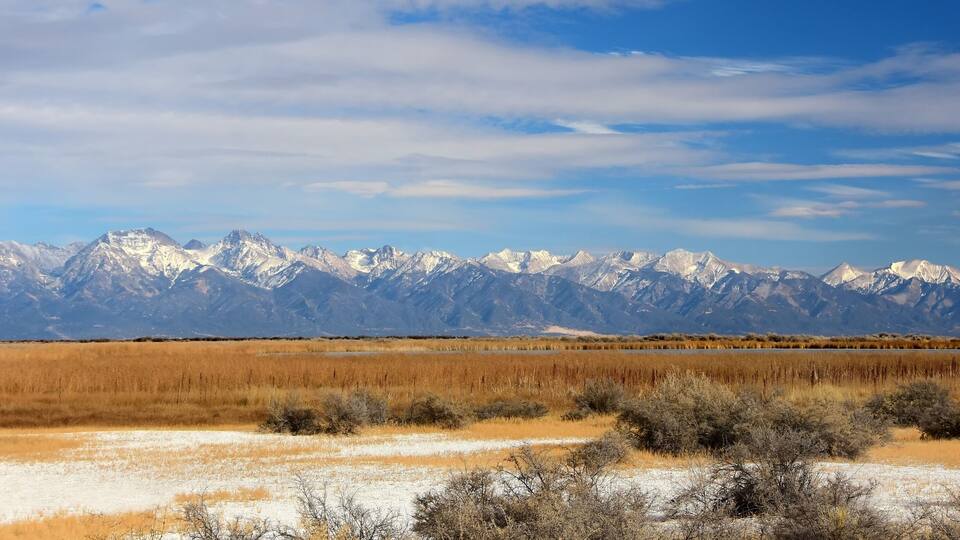 A mountain range with a clear sky.