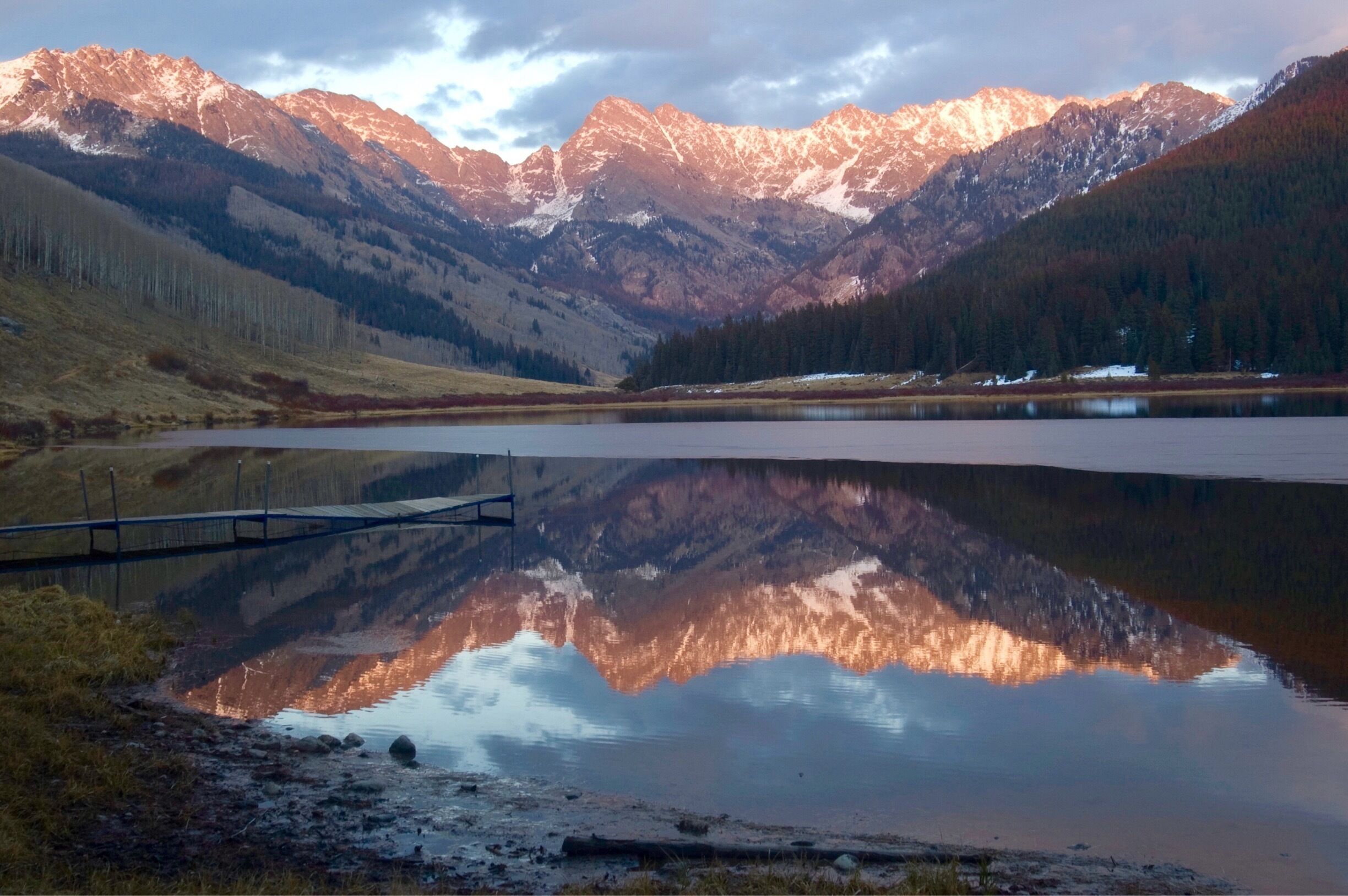 Late Fall sunset at Piney Lake. #Reflections #pineylake #vailcolorado