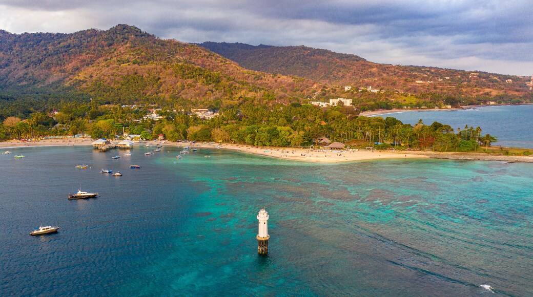 Senggigi bay lighthouse at sunset