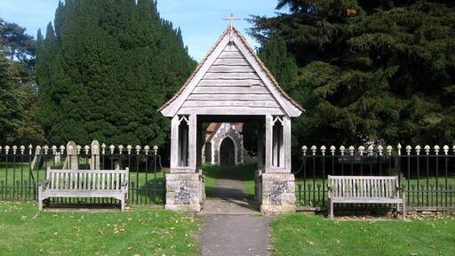 Ickham, Kent, UK. Church of St John The Evangelist, the gate.