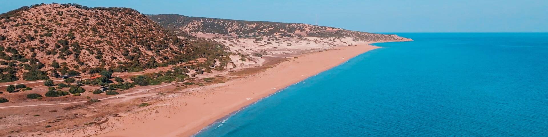 Karpaz Golden Beach aerial view in Karpas, North Cyprus