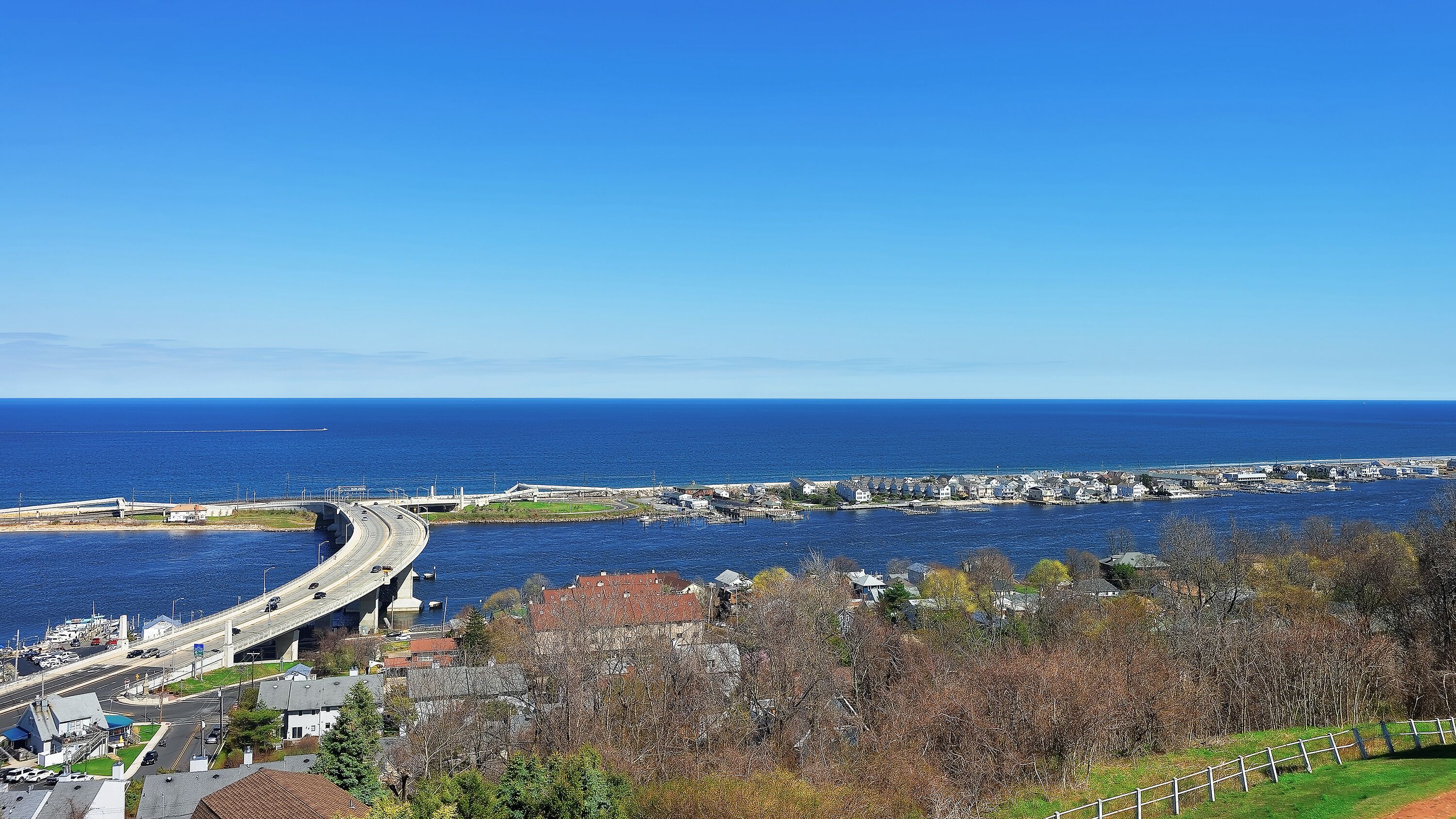 Road and Atlantic Ocean shore viewed from light house