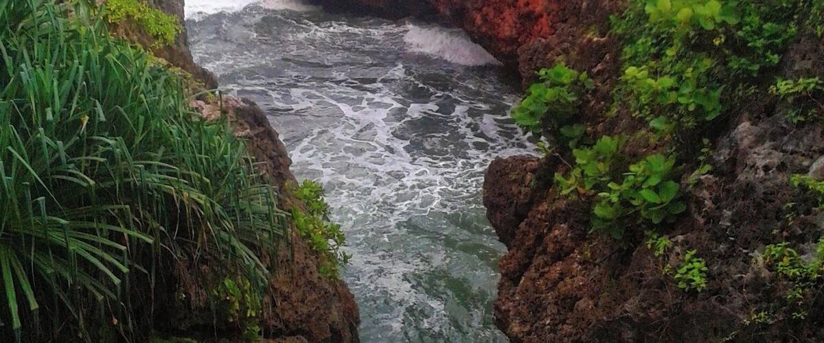 Rocks and the sea shore. Siung Beach. January 2015.