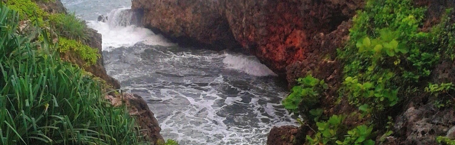 Rocks and the sea shore. Siung Beach. January 2015.