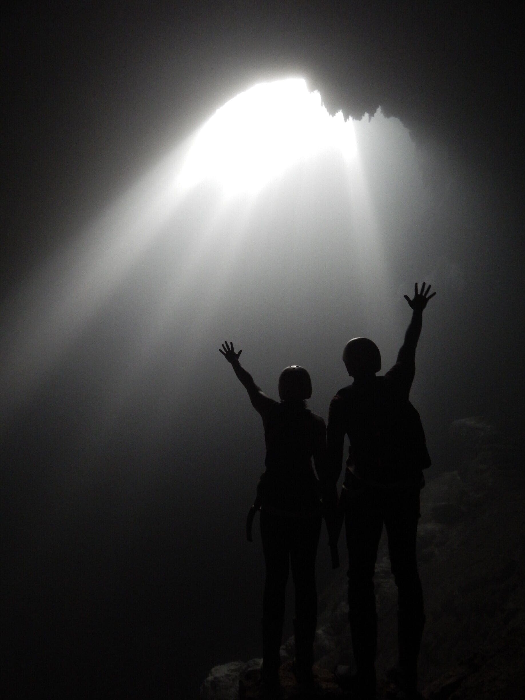 Goa Jomblang is an underground cave near Wonosari/Semanu, outside of Jogja, Indonesia. 

You rappel down about 40m, and then hike 200m until you arrive at this stunning light shining through this cave. 

Maybe the most beautiful place I've ever seen. Definitely worth the $35! You receive a team to set up the rappelling / lowering, safety briefings, guide for the hike, and lunch afterwards. 

Call Mas Cahyo at +62 811 117 010 -- maybe speaks bahasa indo only. Safety briefings also only in Indonesian. 