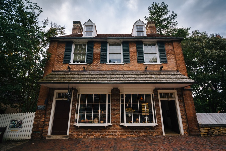 Old houses in the Old Salem Historic District, in downtown Winst