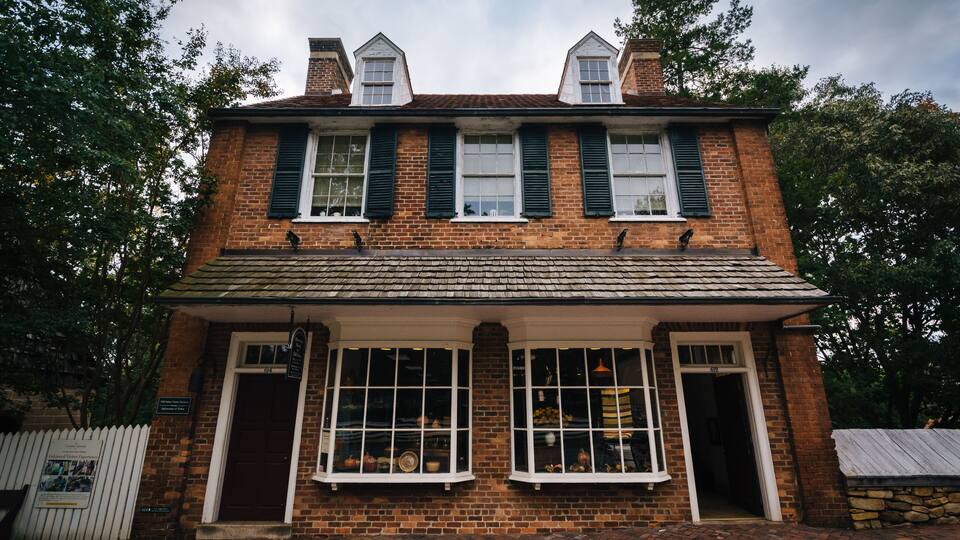 Old houses in the Old Salem Historic District, in downtown Winst