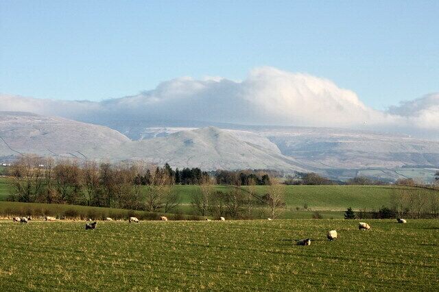 View Eastwards from Sleastonhow Lane The Cross Fell range had this cloud just touching the tops for all of this very cold, frosty day.