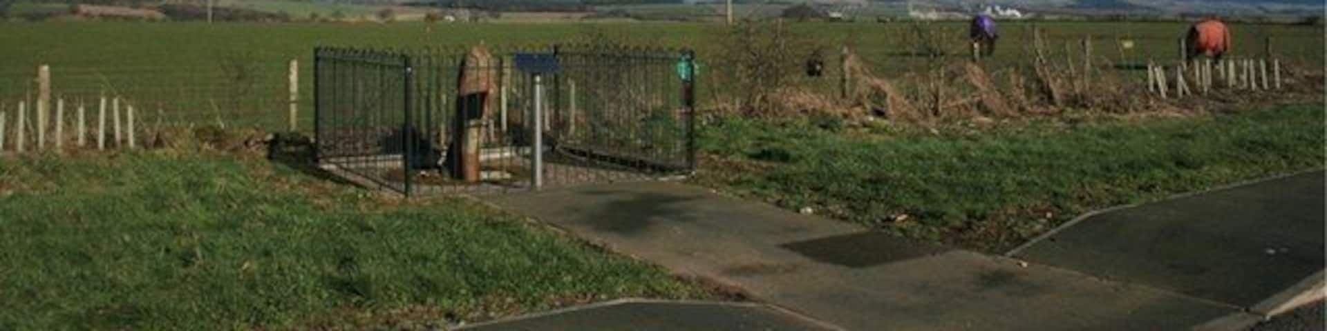 Roman Milestone (In Context) Adjacent to a layby on the A66. Dufton Pike can be seen in the far right distance between the two horses.