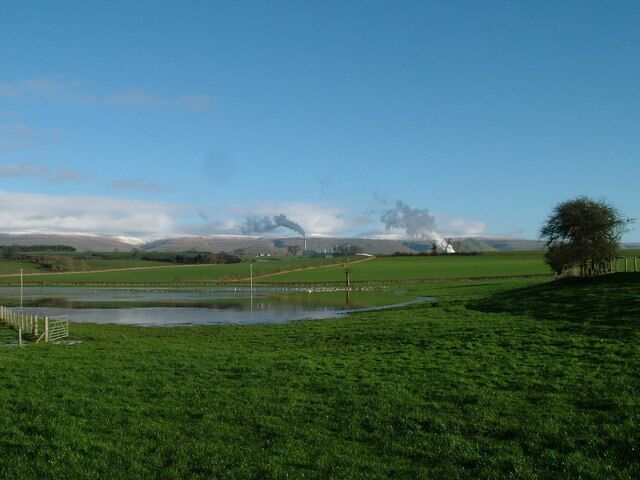 Flooded fields near Kirkby Thore The ubiquitous discharge from the gypsum works spoils a fine Pennine view