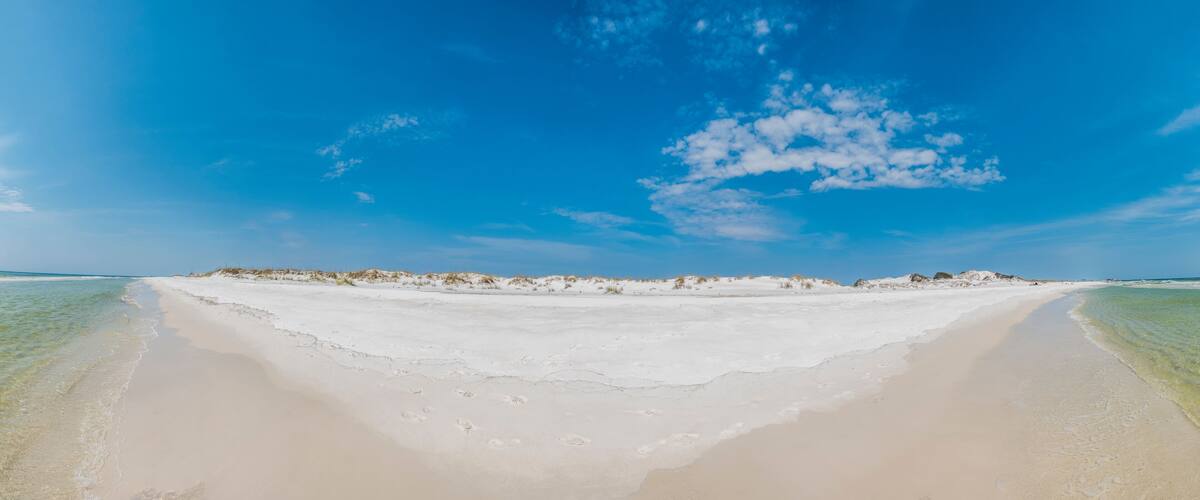 Lonely beach of Panama City in Florida in spring during daytime