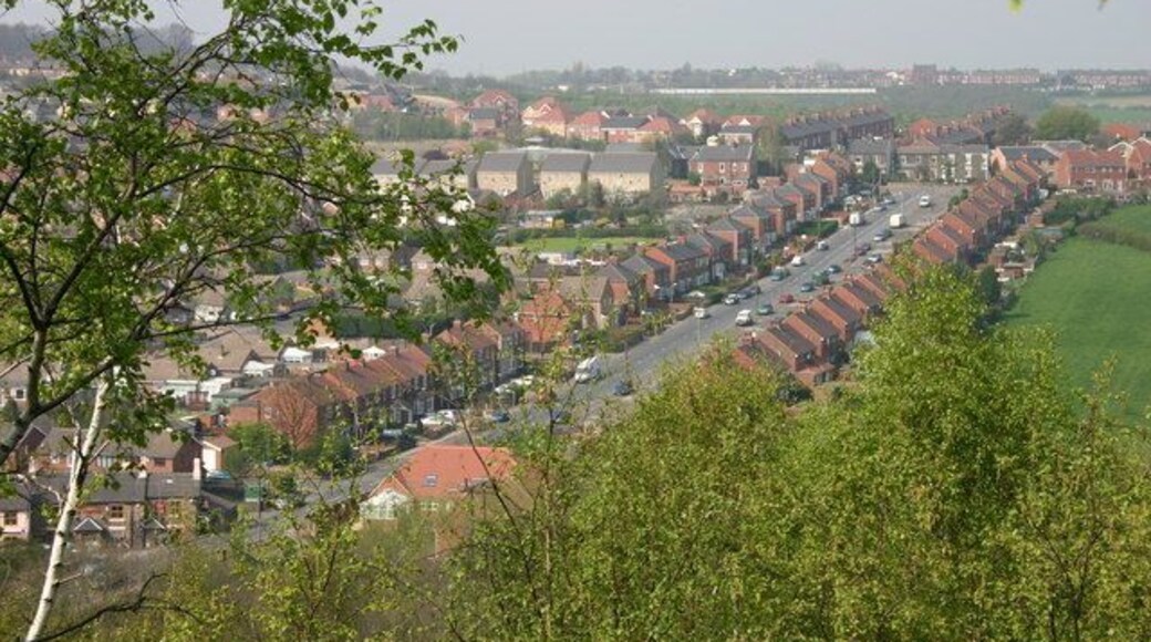 Tinglebridge Lane and Hemingfield View of Tinglebridge Lane in Hemingfield from top of the old Elsecar Main Colliery spoil heap. The Elephant and Castle public house can just be seen in the bottom left corner of the picture.