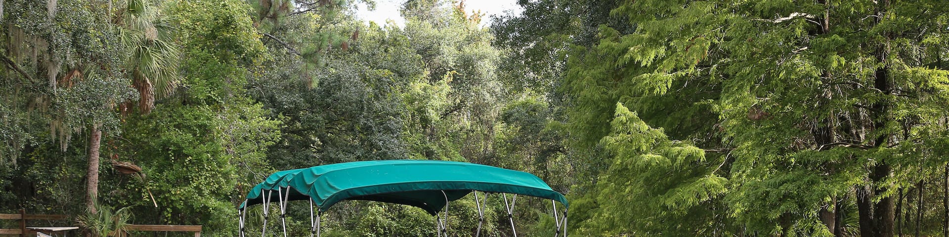 FRUITLAND PARK, FLORIDA, UNITED STATES - Oct 22, 2018: Lake tour boat docked at Lake Griffin State Park