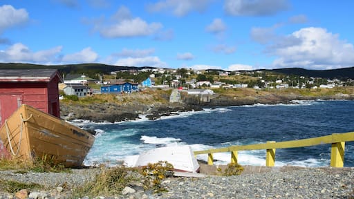 landscape along the Killick Coast, shoreline with view towards village of Pouch Cove; Avalon Peninsula NL Canada